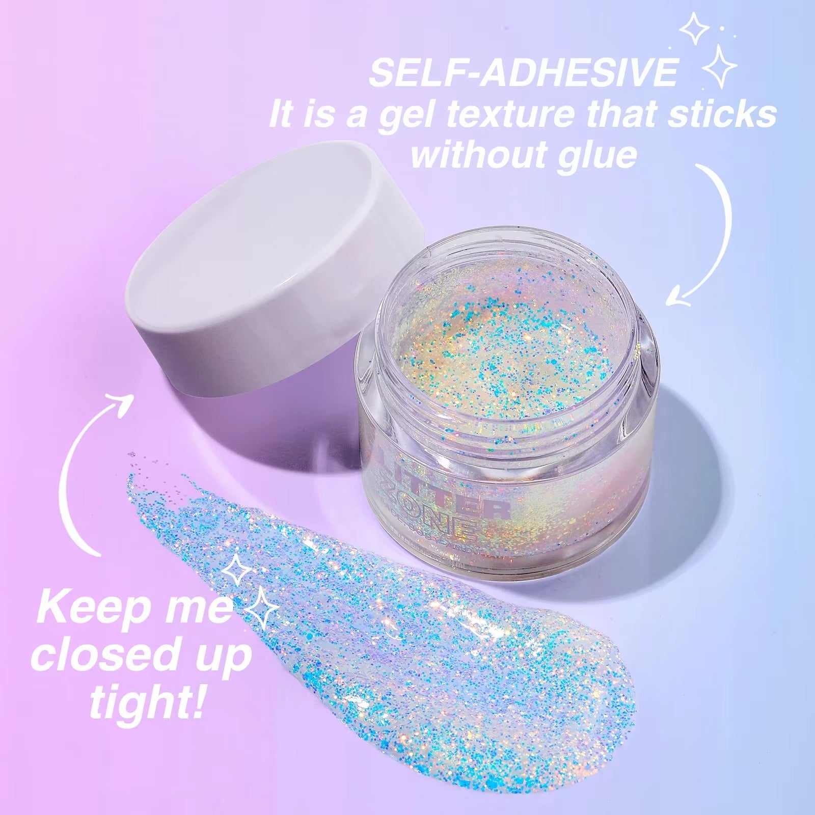 GlitterZone™ – Laser Glitter Gel for Face, Eyes, Hair, Nails & Body