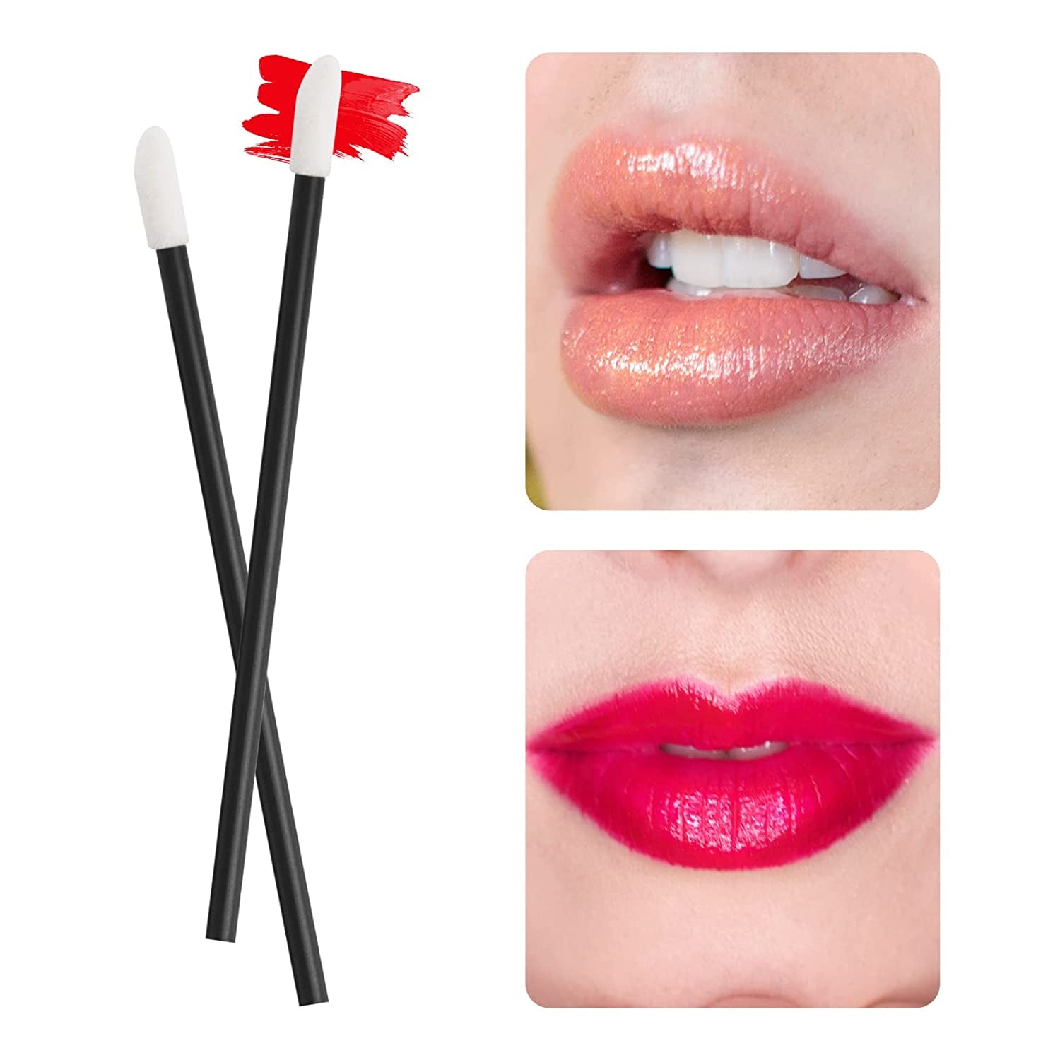 500PCS Lip Wands Applicators Disposable -  Lipstick Brush Lip Gloss Makeup Applicator Beauty Tool Kits Black