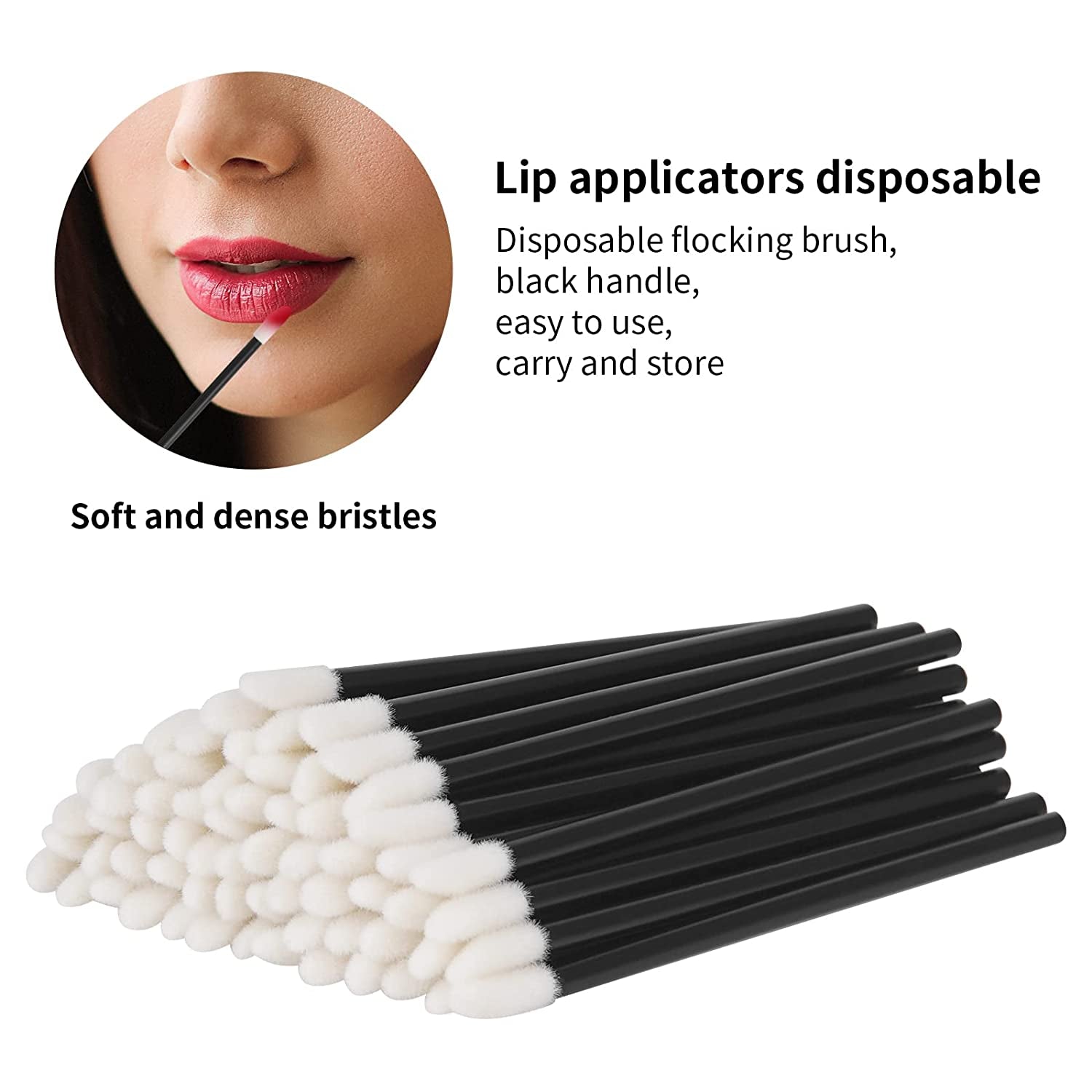 500PCS Lip Wands Applicators Disposable -  Lipstick Brush Lip Gloss Makeup Applicator Beauty Tool Kits Black