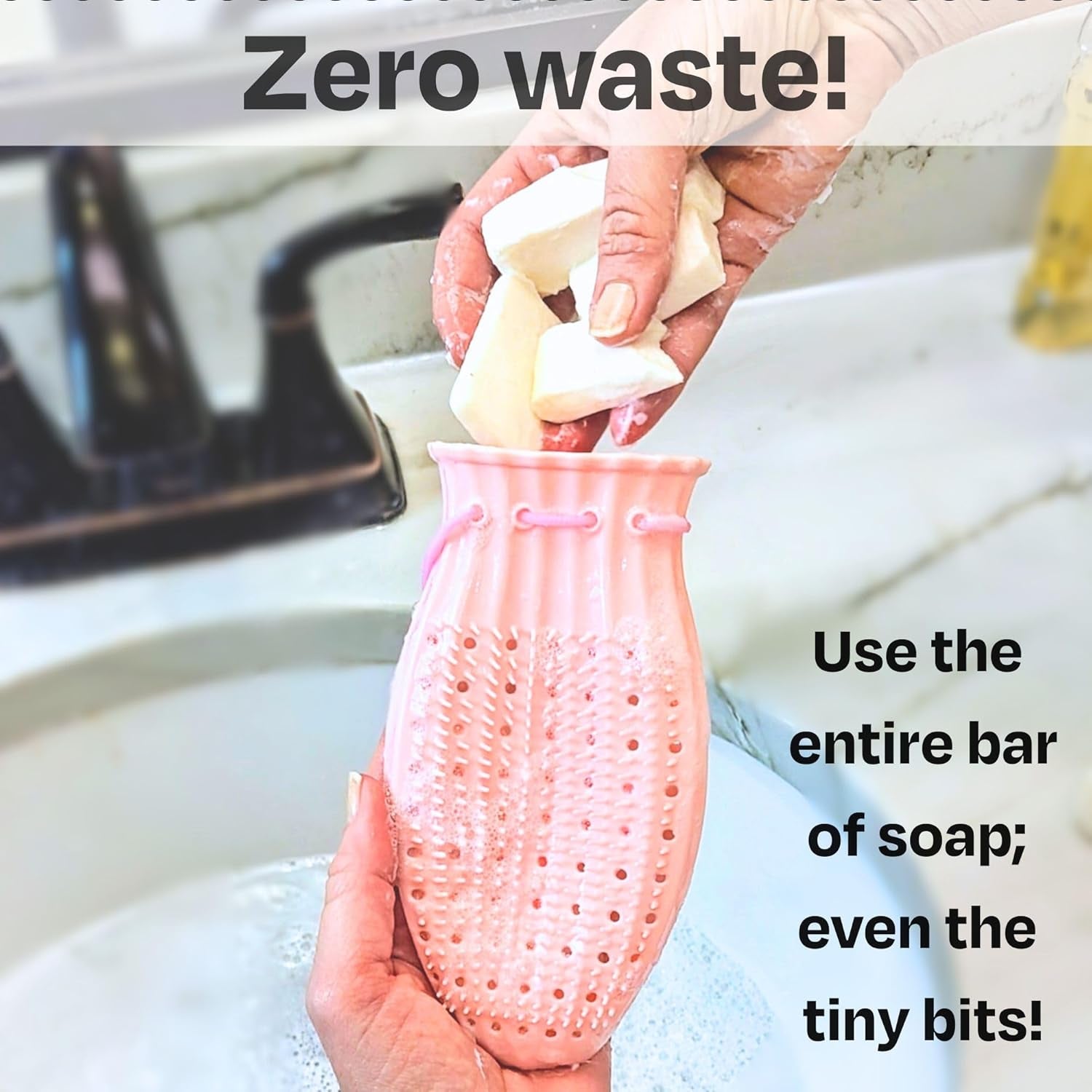 Gentle Exfoliating Bar Soap Loofah Pouch, Soap Saver Bag, Soap Exfoliating Bag, Bar Soap Pouch, Soap Savers for Bar Soap, Mesh Soap Bags for Soap Bars, Soap Bar Bag, Silicone Body Scrubber Pouch